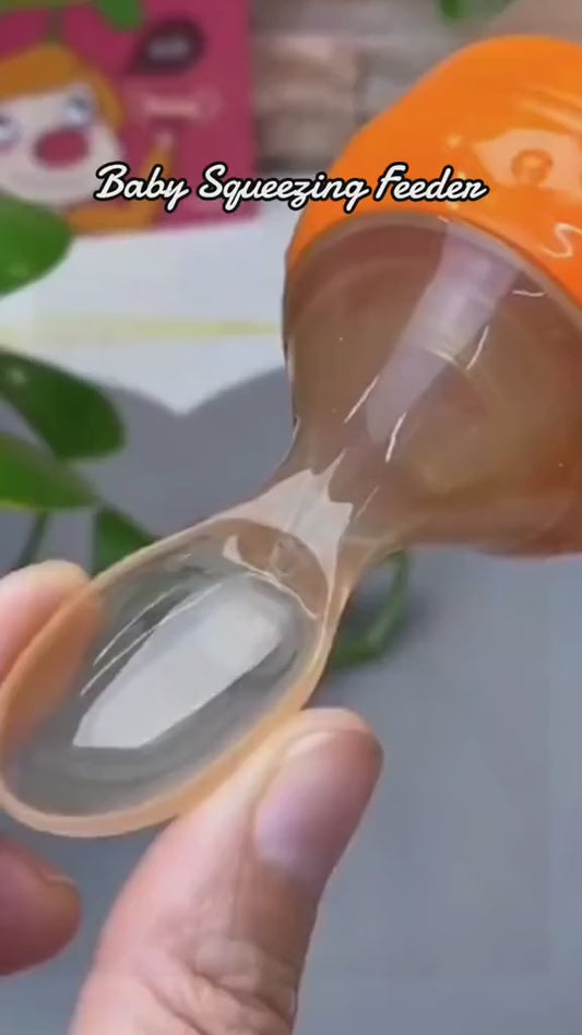 Kitchencore Feeding Spoon with Squeezy Food Grade Silicone Feeder Bottle, for Infant Baby, 90ml, BPA Free